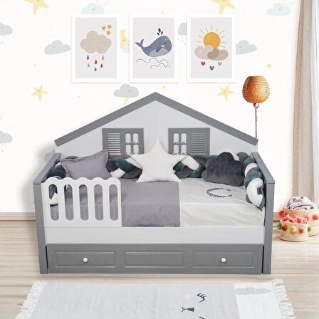 TuGU HoMe&BaBy  90x190 cm montessori yatak kadife örgü korumalı 6 parça örgü korumalı uyku seti07