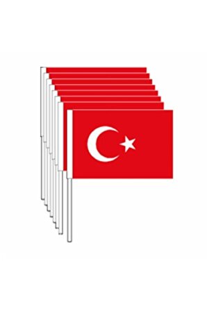 100 adet Sopalı Plastik çıtalı Türk Bayrağı 12.5 cm X 22.5 cm