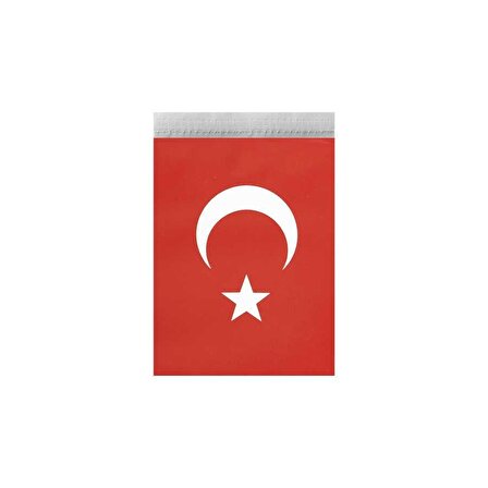 500 Adet İpli Mini Türk Bayrağı 6 cm X 9.6 cm