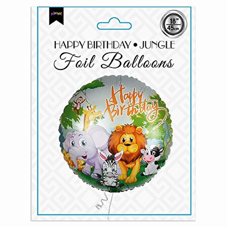 18" Folyo Balon - Happy Birthday -Jungle- 45 cm