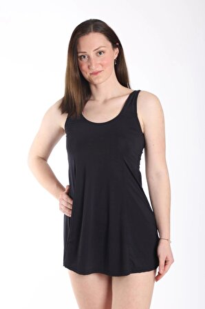Kadın Düz Elbise Mayo Şortlu Siyah 38-52