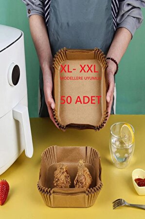 Xl Xxl Modeller Için Airfryer Pişirme Kağıdı Fritöz Yağlı Kağıt 50 Adet Büyük Airfryerler Için Uygun