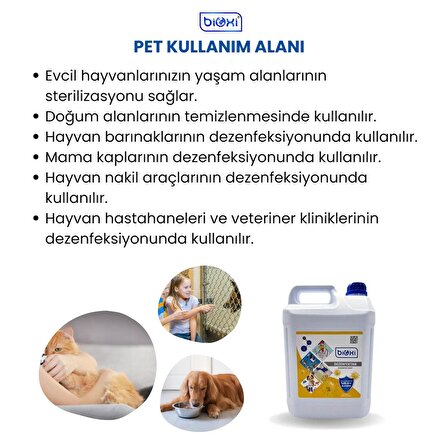 Bioxi® Veteriner ve Hayvan Dezenfektanı 5 LT /Hipokloröz asit (HOCl) bazlı