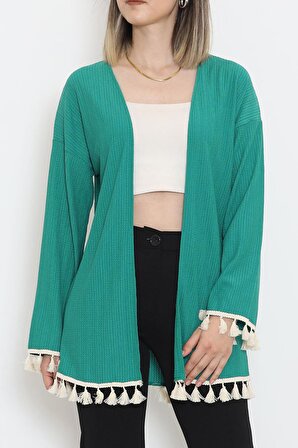 SBN Kadın Ponponlu Kimono Yeşil