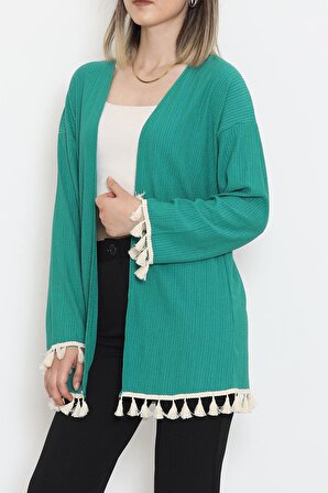 SBN Kadın Ponponlu Kimono Yeşil