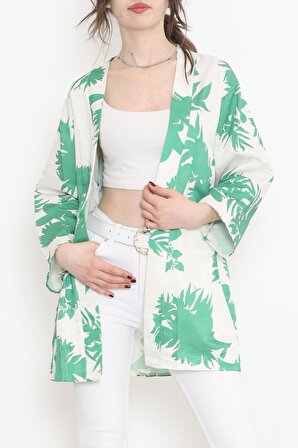 Kadın Desenli Kimono Yeşil