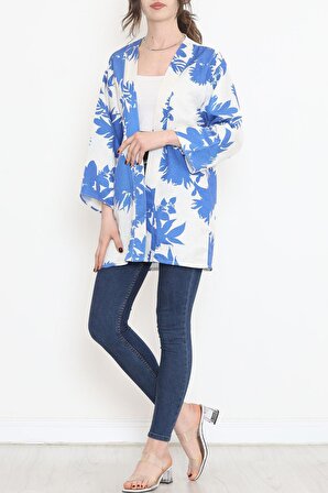 Kadın Desenli Kimono Saks