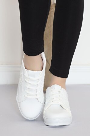 Kadın Şeritli Günlük Ayakkabı Beyaz