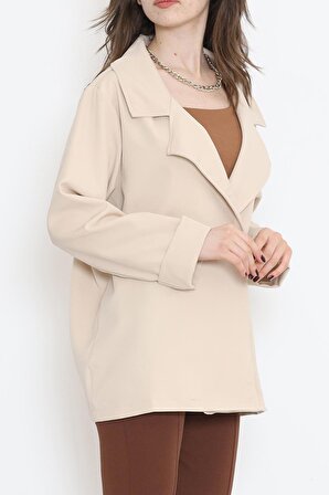 Kadın Oversize Düğmeli Ceket Bej