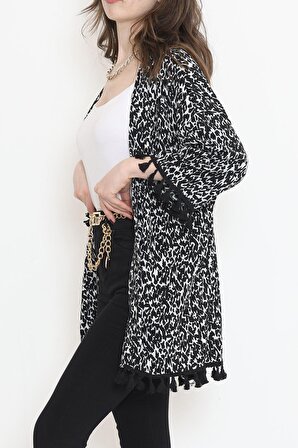SBN Kadın Desenli Kimono Siyahbeyaz