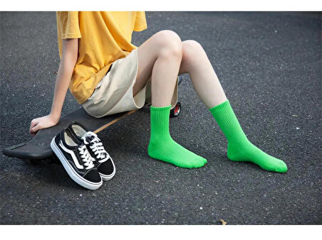 Erkek Çorap Kadın Çorap Uzun Renkli Çorap Spor Futbol Tenis Çorabı 12 Adet