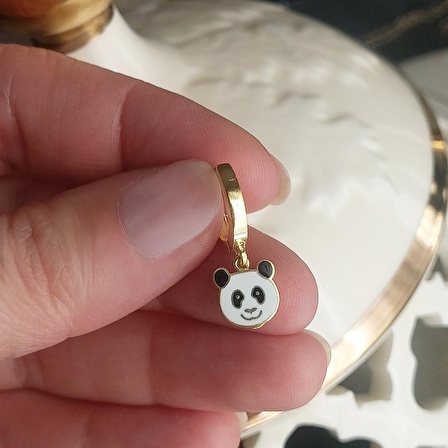 Vaoov 925 Ayar Gümüş Mineli Panda Küpe