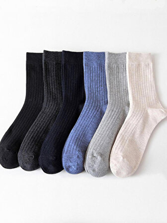 6'li Erkek Derbili Soket Çorap - Çok Renkli