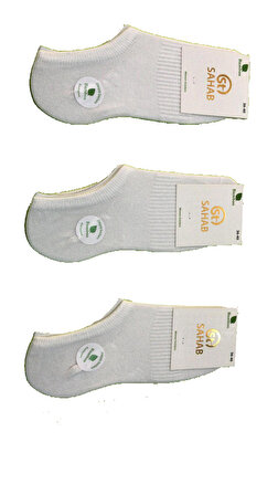 Sahab 3 Çift Beyaz Dikişsiz Bambu Babet Çorap