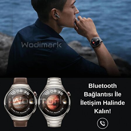 Wodimark Haino Teko Watch 4 Pro ( RW32 Curved Amoled Ekran ) GÜMÜŞ - SİYAH RENK- 3 Kordon Akıllı Saat