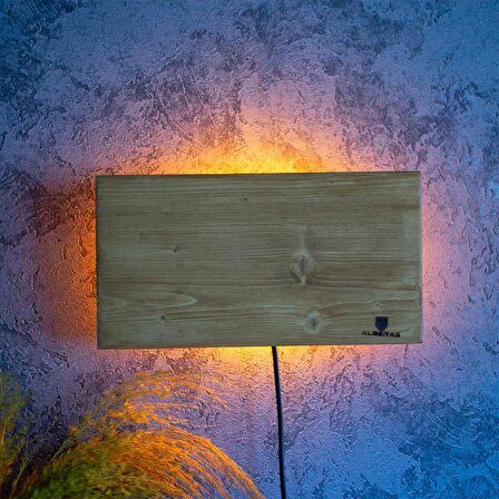 Yatak Başlığı WoodenGlow Aplik 4 Yönlü Amber Ev Işıklandırma Dekorasyon Avize Cafe Otel Salon Duvar