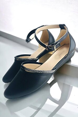 Drtab01 Kadın Taş İşleme Detaylı Şık Topuksuz Ayakkabı