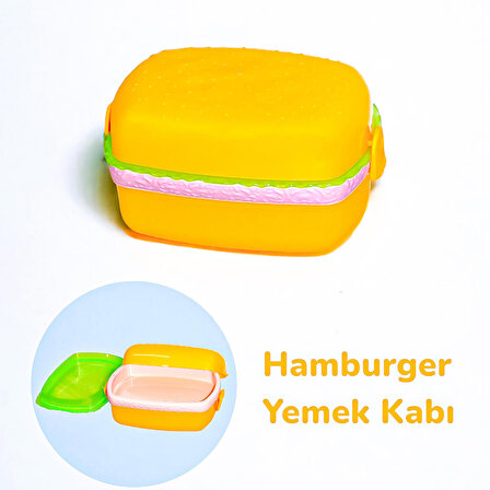 Hamburger 3 Katlı Beslenme Kabı - Yemek Kabı