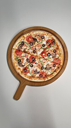 Doğal Ahşap Pizza Servis ve Sunum Tabağı