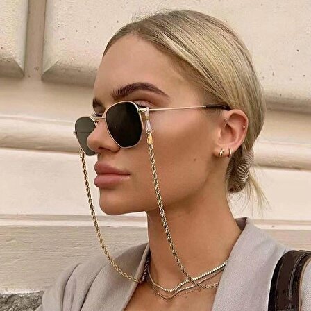 Moda Altın Kaplama Burgu gözlük zinciri kadınlar ve erkekler  için Metal güneş gözlüğü zinciri