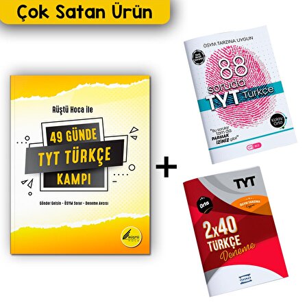 49 Günde TYT Türkçe Kampı Rüştü Hoca 88 Özel Türkçe Sorusu ve 2 Deneme Hediyeli 2024 YKS