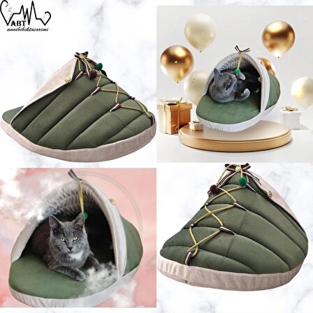 Terlik Tasarımlı Ultra Lüks Şık görünümlü Taytüyü kumaş Kedi Evi ve Kedi Yatağı