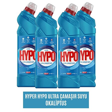 Hyper Hypo Ultra Okaliptus Ferahlığı Normal Sıvı Çamaşır Suyu 4 x 750 gr