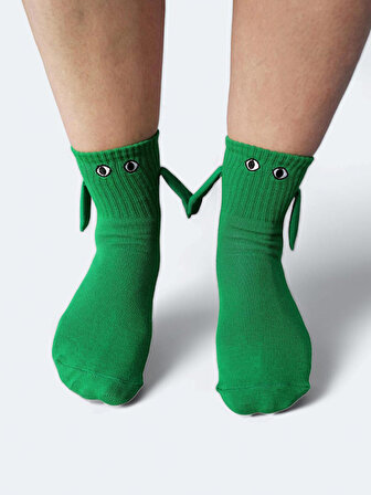2 Çift Kırmızı ve Yeşil Yenilyıl Mıknatıslı Elele Tutuşan Arkadaşlık Kanka Çift Çorap 2 Adet