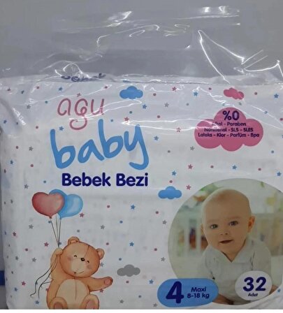 AGU BABY Bebek Bezi 8-18 Kg Maxi 32 Li