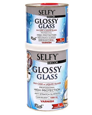 Rich Selfy Decor Glossy Glass Sıvı Cam Vernik 1000+500 gr
