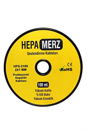 Hepa Merz HPS-2100 Bakır Ses Hoparlör Kablosu 2x1 mm 100 Mt.