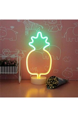Ananas Model Neon Led Işıklı Masa Dekoratif Gece Lambası