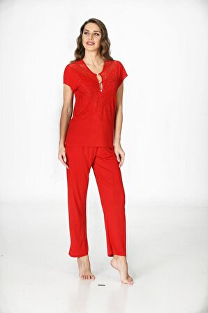 Sistina Bayan Kırmızı Penye Pijama Takımı - 1551