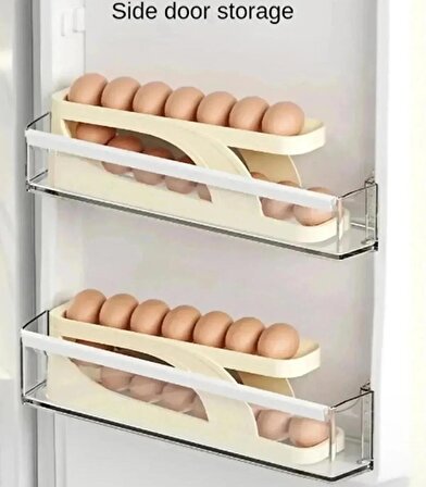 Yeni Nesil 2 Katlı Otomatik Buzdolabı Yumurta Organizeri Yumurtalık Rafı Saklama Kabı Buzdolabı
