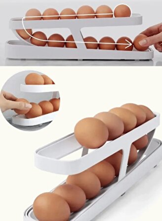 2 Katlı Otomatik Buzdolabı Yumurta Standı Yumurtalık Rafı Saklama Kabı Buzdolabı Organizeri
