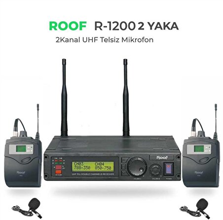 ROOF R-1200 UHF TELSİZ 2 YAKA MİKROFON