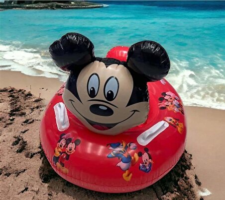 Tutunmalı ve Oturmalı Simit Disney Mickey Mouse Figürlü Bebek Çocuk Deniz Havuz Yüzme Simidi