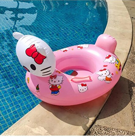 Tutunmalı ve Oturmalı Simit Hello Kitty Figürlü Bebek Çocuk Deniz Havuz Yüzme Simidi