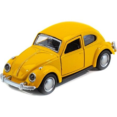Sarı Metal Beetle Vosvos Nostaljik Araba 12 Cm Çek Bırak Araba Kapılar Açılır Diecast