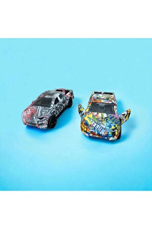 Metal Açılır Kapılı Çek Bırak Pikap Kasalı 12 Cm Spor Kamyonet Araba Yarış Arabası Desenli
