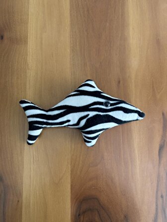Catnipli Zebra Desenli Peluş Oyuncak Balık, Kedi Köpek Oyuncakları