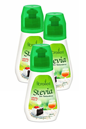 3 Kutu Fibrelle Stevia Sıvı Tatlandırıcı Zero 0 Kalori 200 ml. Sıfır Kalori Tatlandırıcı