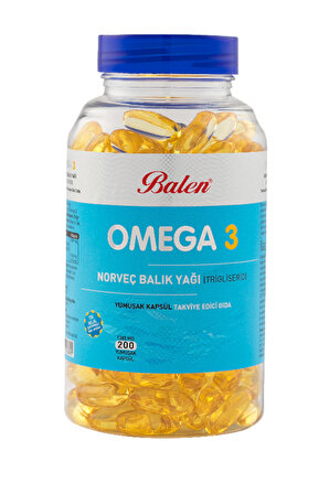 Balen Omega 3 Norveç Balık Yağı Omega3 Trigliserid Fish Oil 1380 mg X 200 Kapsül