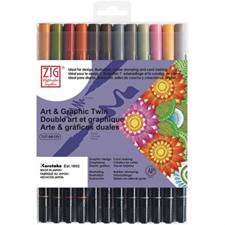 Zig Art & Graphic Twin Brush Pen 12'li Set