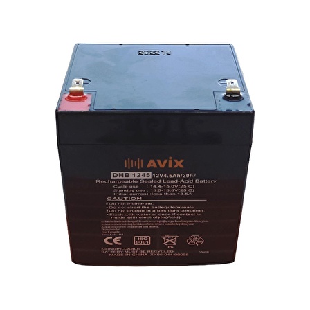 12 Volt Akü 4.5 Ah 20Hr Bakımsız Kuru AküAVİX DHB 1245