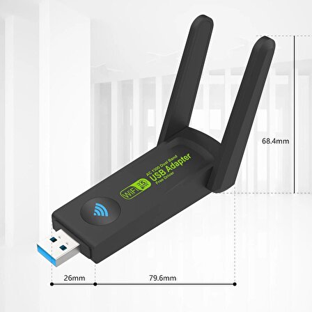 Çift Band USB 3.0 Adaptör Kablosuz Uyumlu Wifi Alıcı AC1300 Wireless Adaptör Tak çalıştır