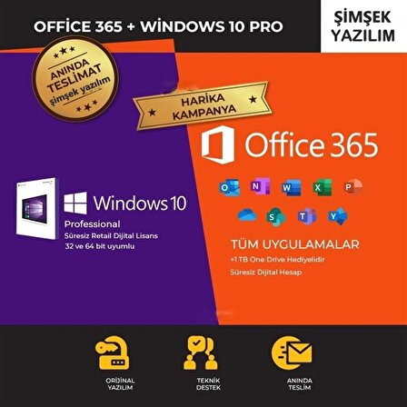 Windows 10 Pro Lisans Anahtarı + Office 365 Pro Plus 32-64 Bit