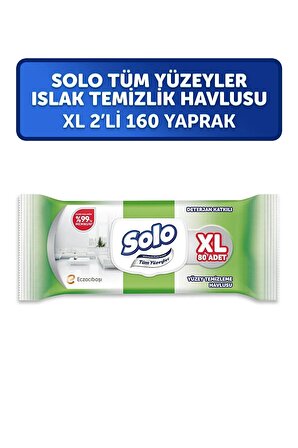 SOLO Tüm Yüzeyler Islak Temizleme Havlusu XL 2'li 160 Yaprak