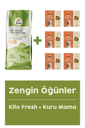 Yetişkin Köpek Maması 15 Kg + Balık Etli Fresh (somon) X 6