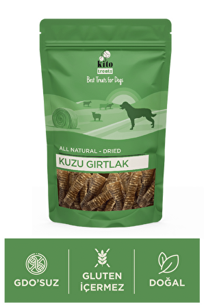 Kuzu Gırtlak Çiğnemelik Köpek Ödül Maması %100 Doğal, Glutensiz, Organik 100 gr